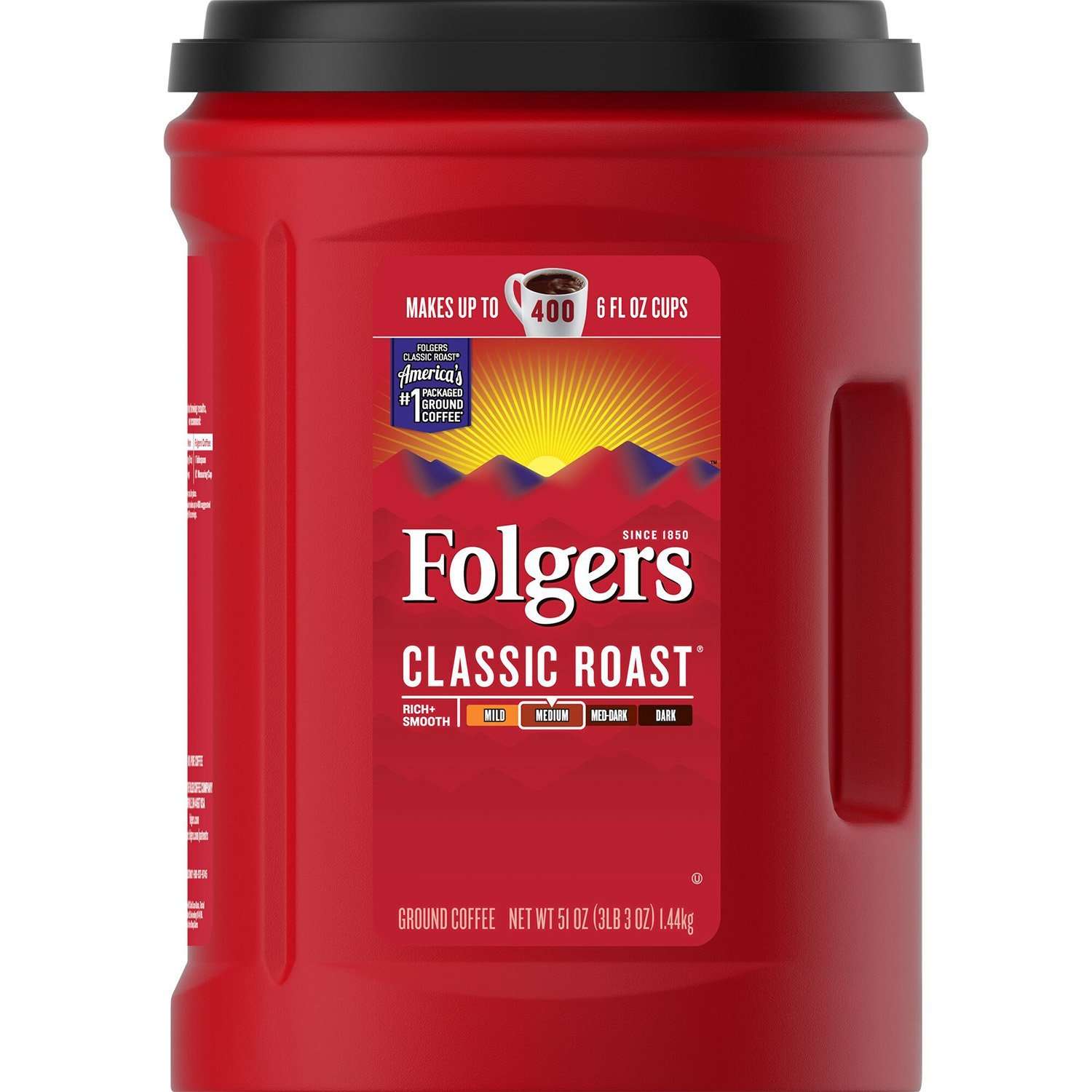 100%Pure Folgers Classic Roast Ground Coffee(51Oz)Made ...