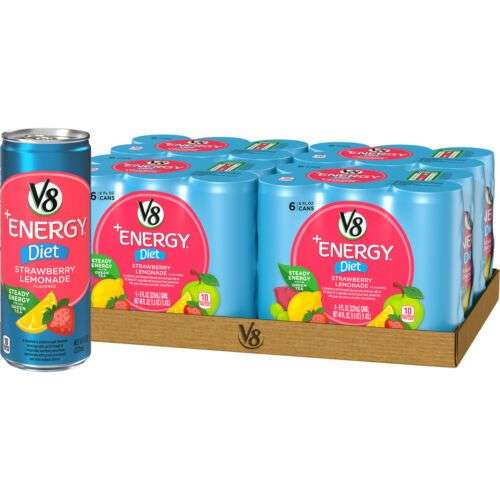 (24 Cans) V8 +Energy Diet Strawberry Lemonade, 8 Fl Oz ...