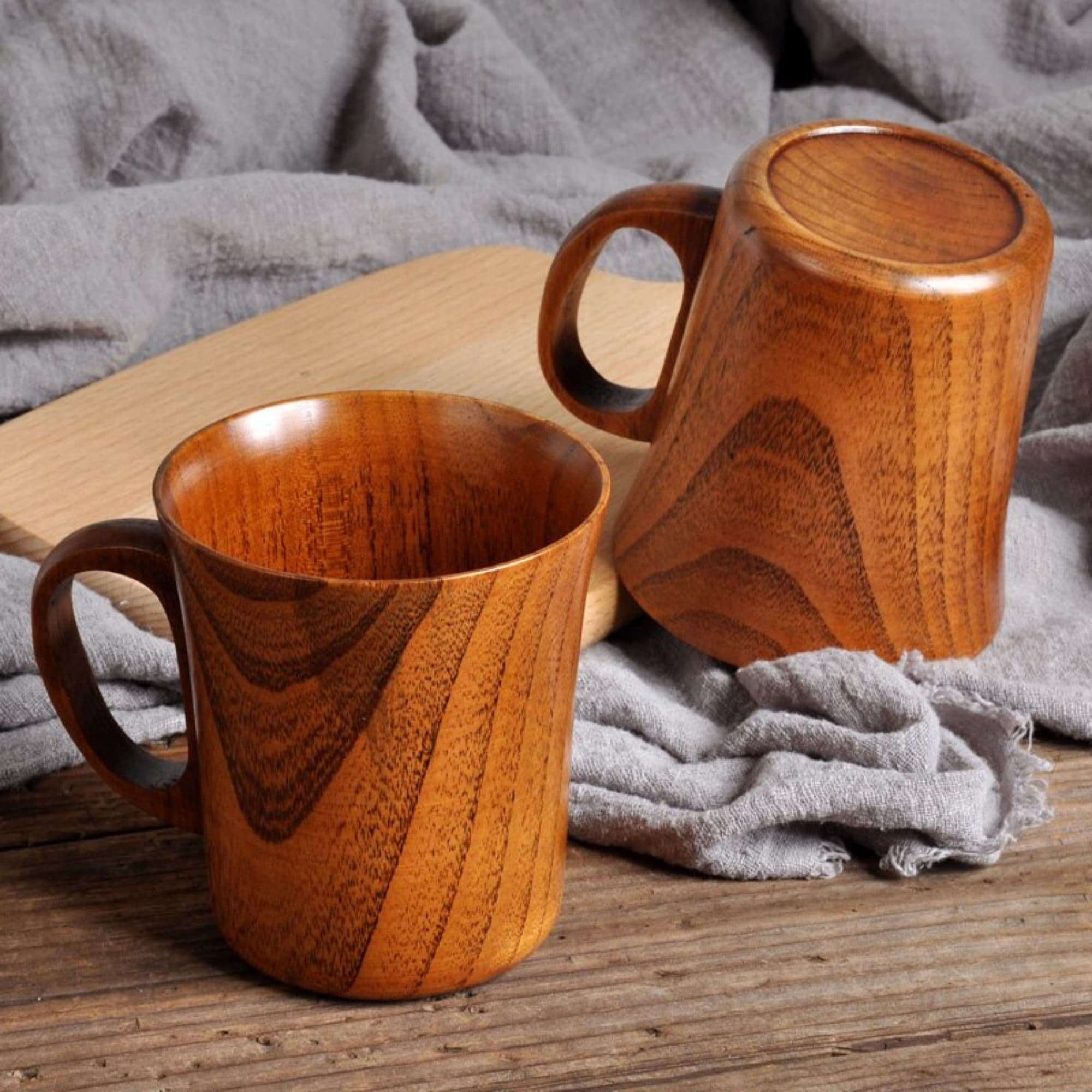 300ml Coffee Mug Natural Wood Large Wooden Cups for Coffee