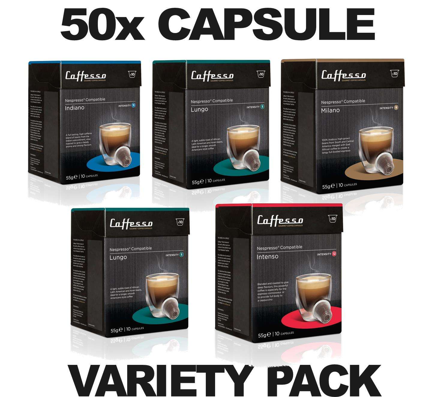 50 x Nespresso Caffesso Compatible Coffee Capsules Pods 5 ...