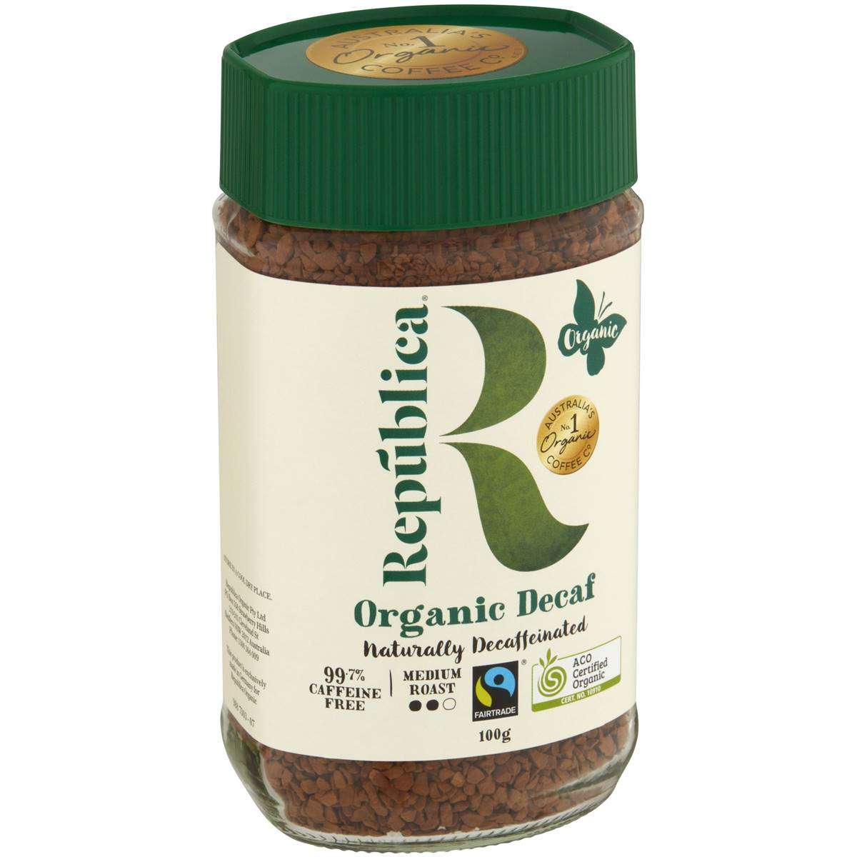 6x Republica Organic Instant Coffee 100% Pure Decaffeinated 100g ...