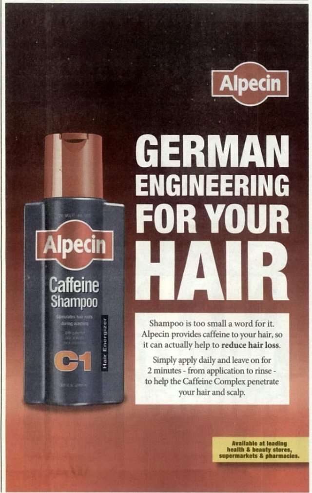 Ad for German shampoo wrongly claimed caffeine reduced ...