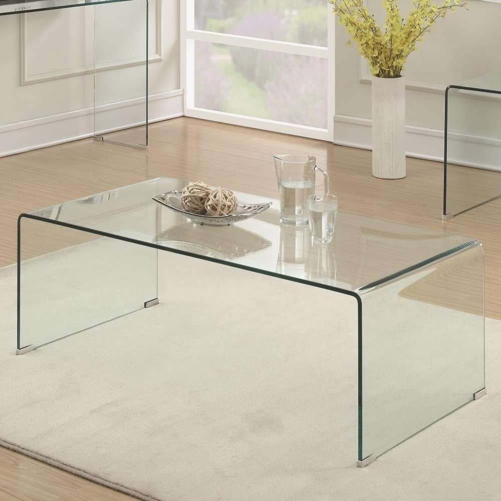 Benzara Contemporary Style Minimal Clear Glass Coffee Table, Clear ...