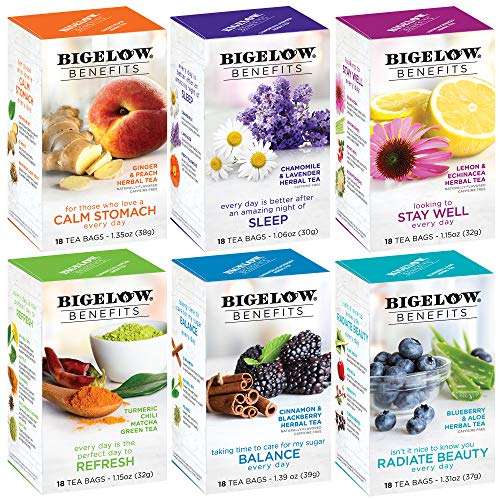 Bigelow Tea Benefits Wellness Teabag Variety Pack Mixed ...