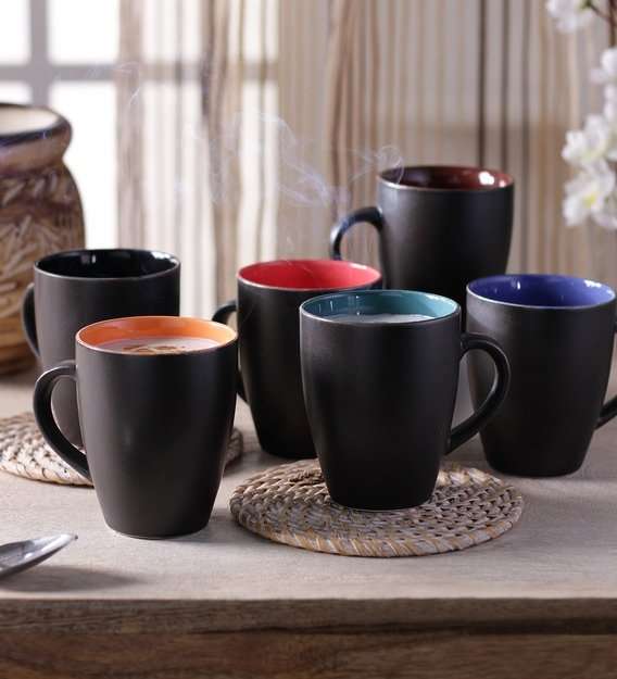 Buy 250 ML Ceramic Coffee Mugs Set of 6 by Cdi Online ...