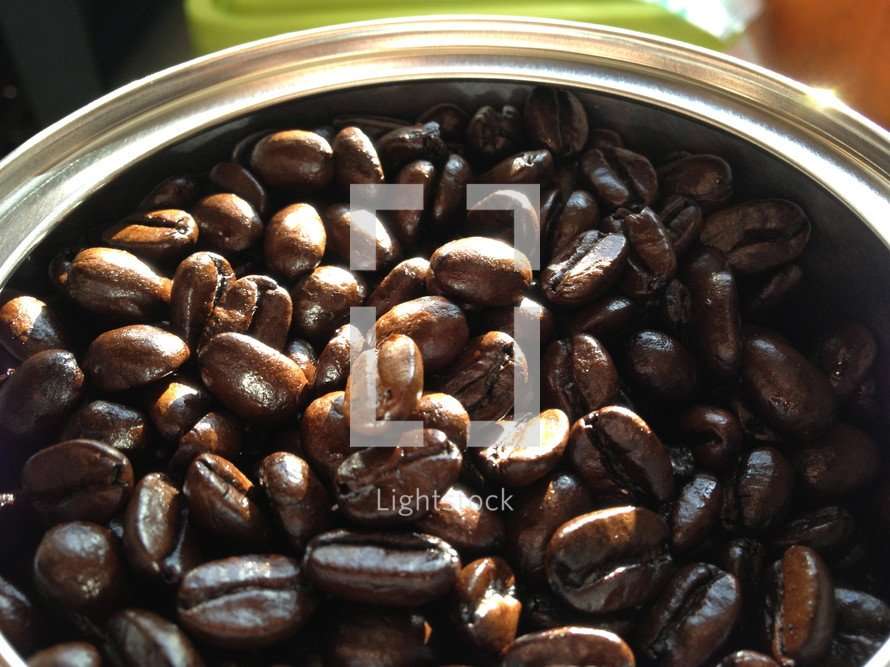 Can of coffee beans  Photo  Lightstock