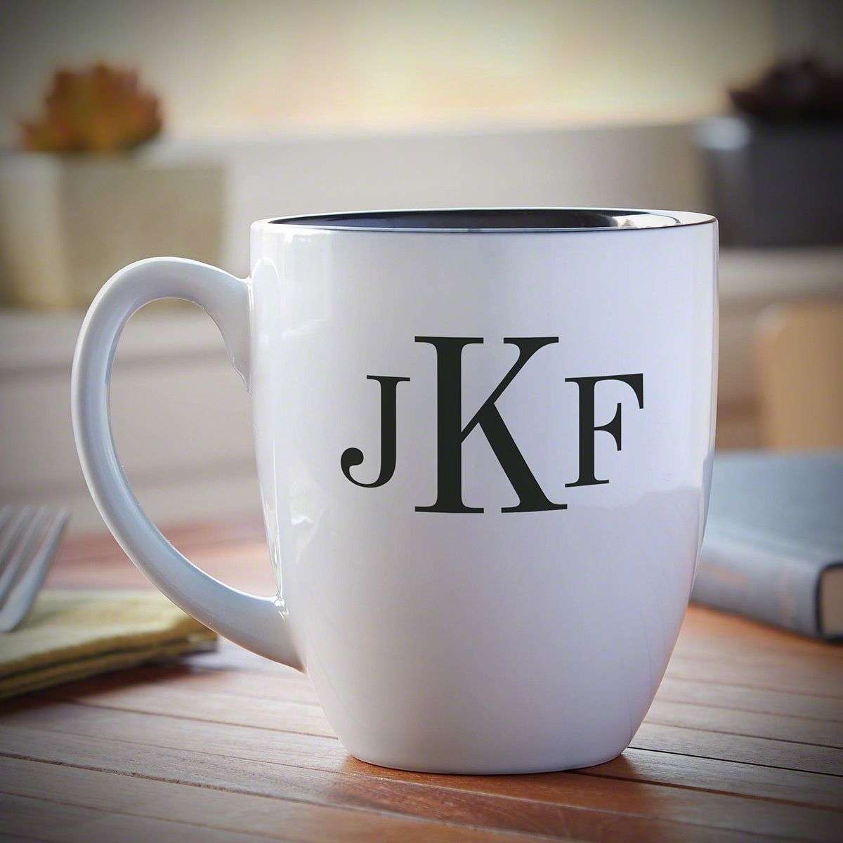Classic Monogram Personalized Coffee Mug, White