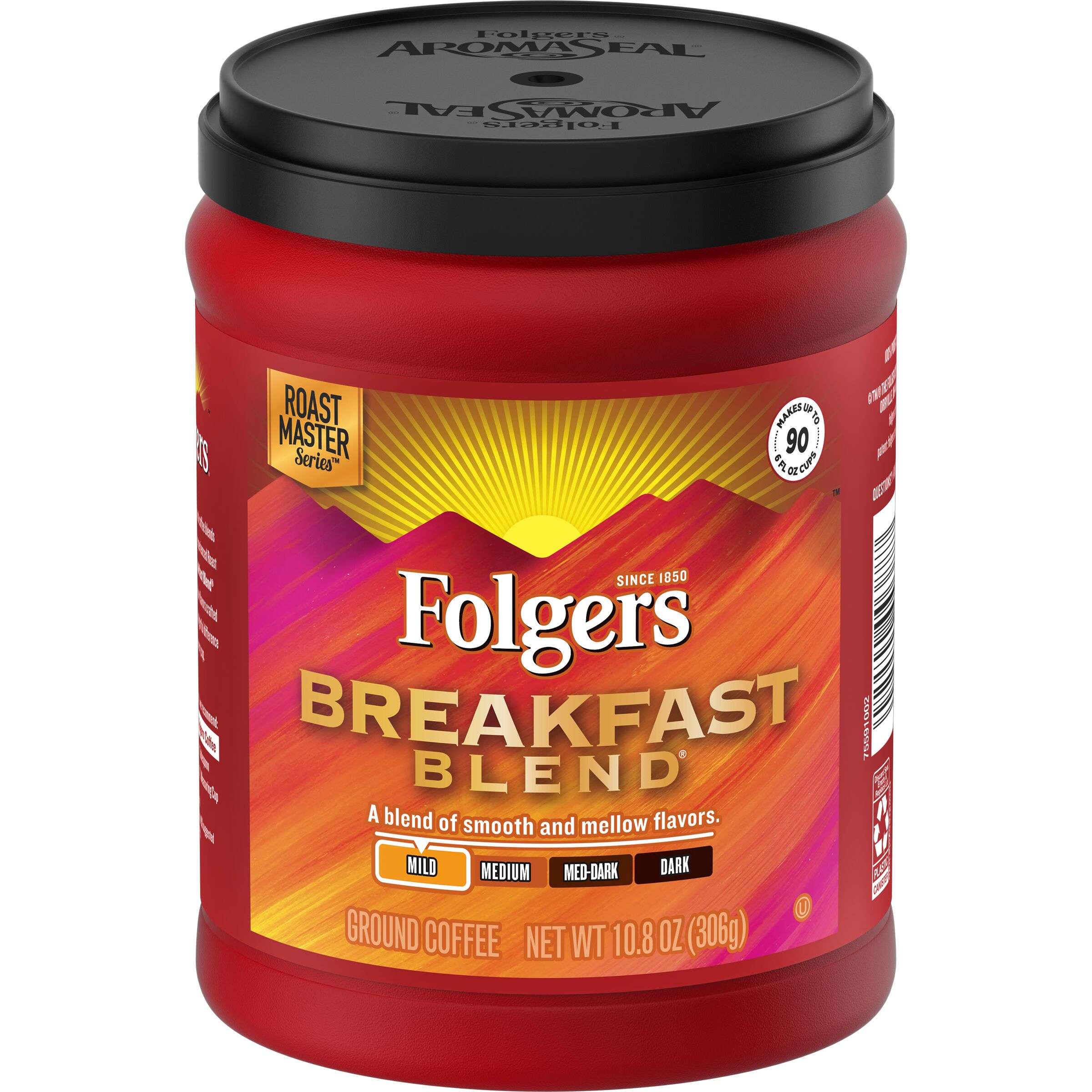 Folgers Breakfast Blend Ground Coffee, 10.8