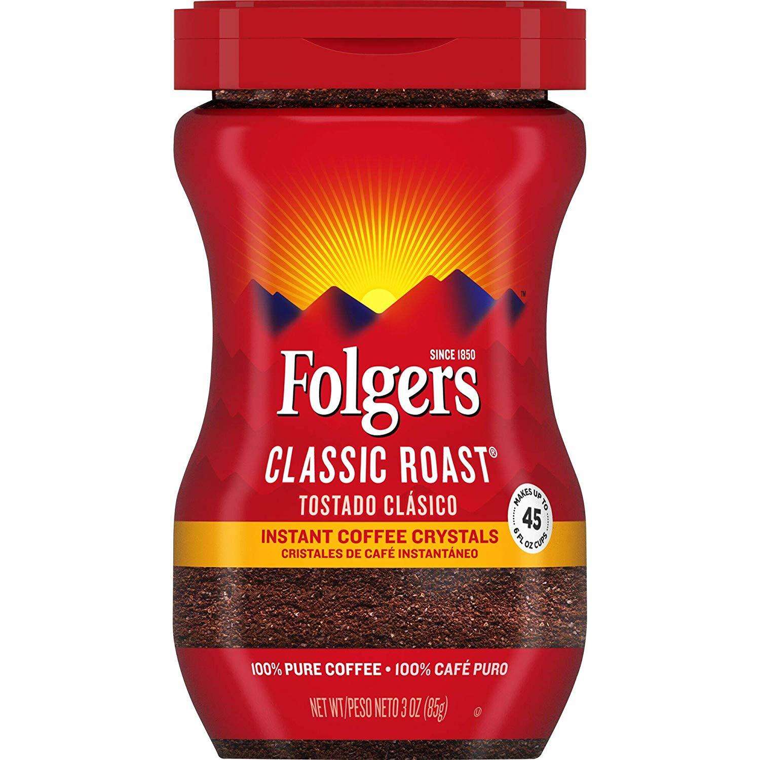 Folgers Classic Roast Instant Coffee, 3 Ounce