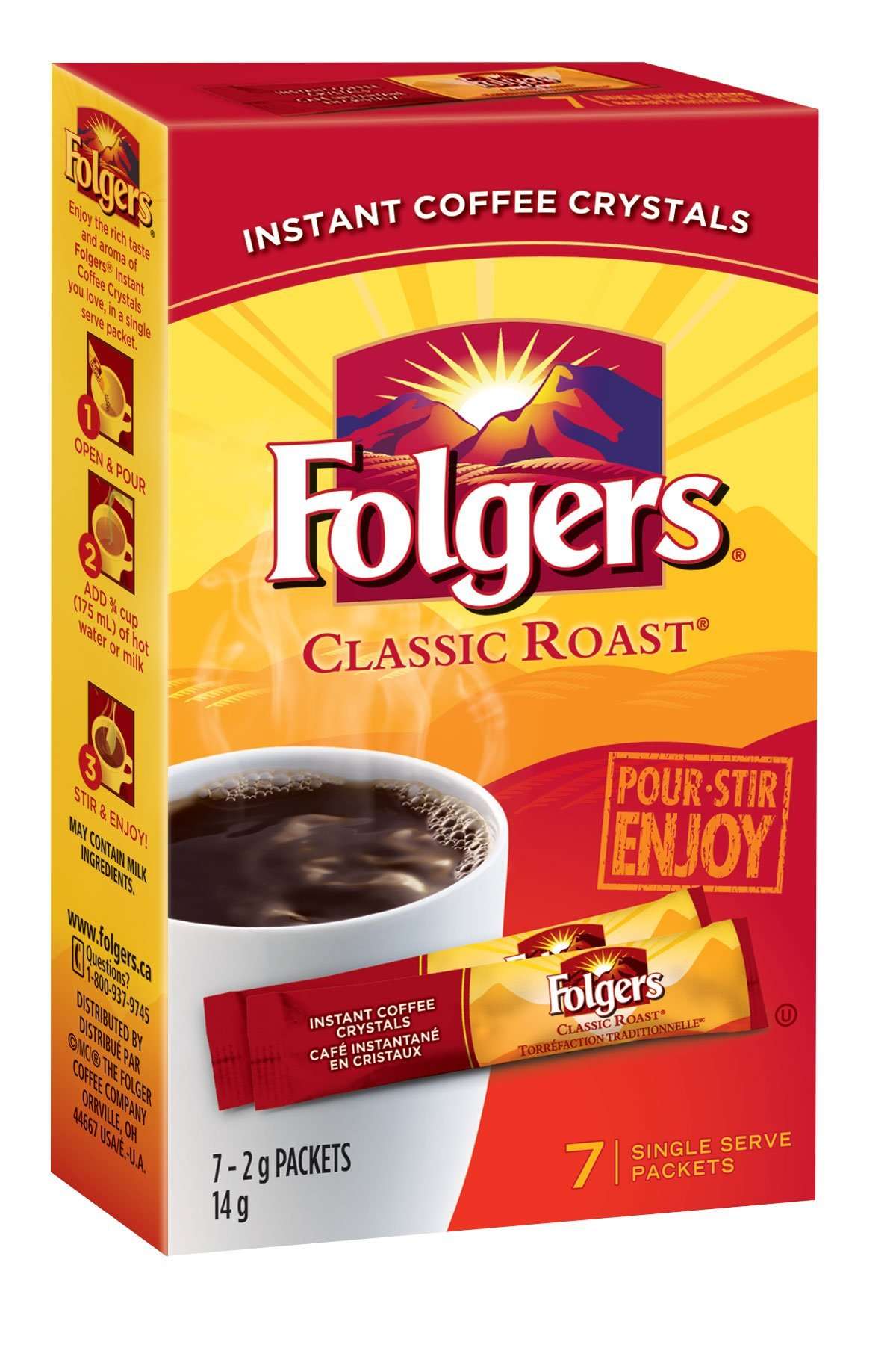 Folgers Classic Roast Instant Coffee Crystals 7 Packets ...