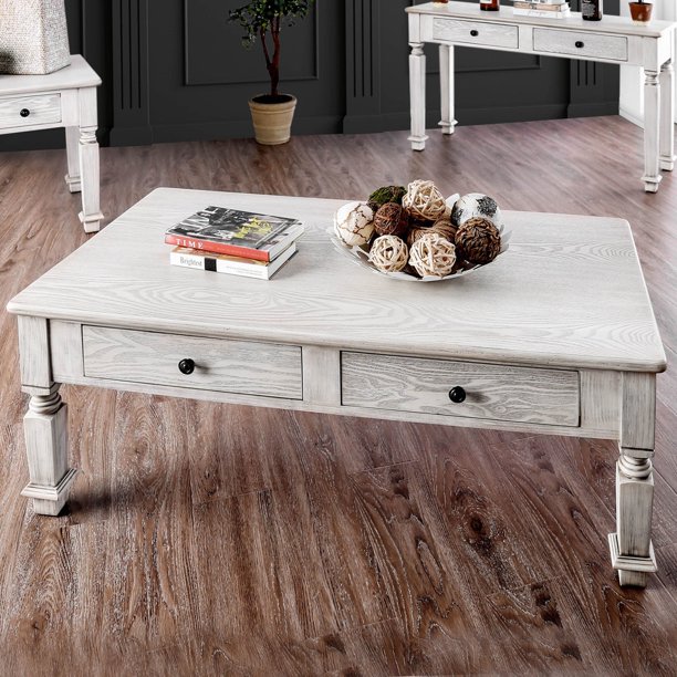 Furniture of America Joby Country White Solid Wood Coffee Table ...