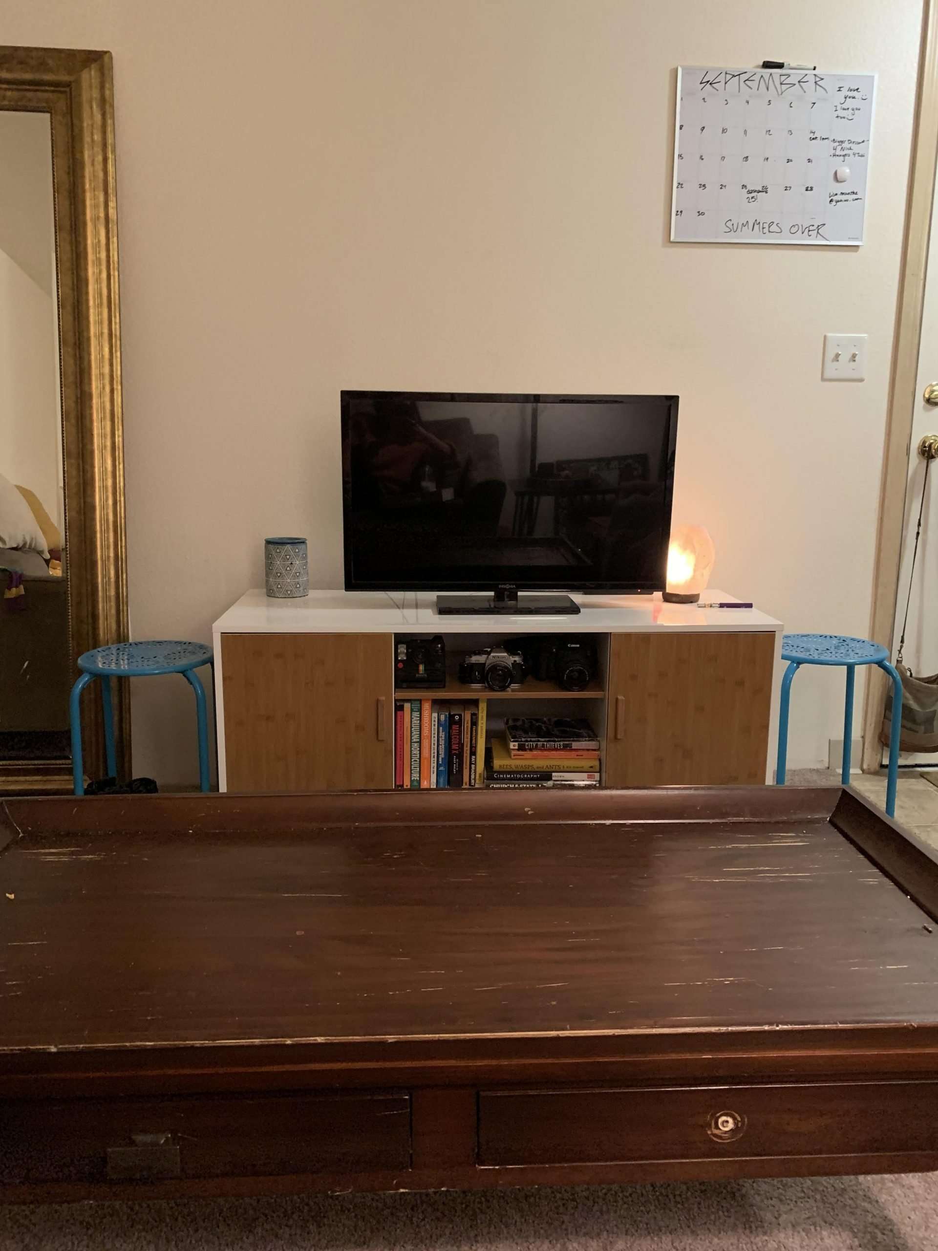 Got a new tv stand and the wood is a lot lighter in person ...