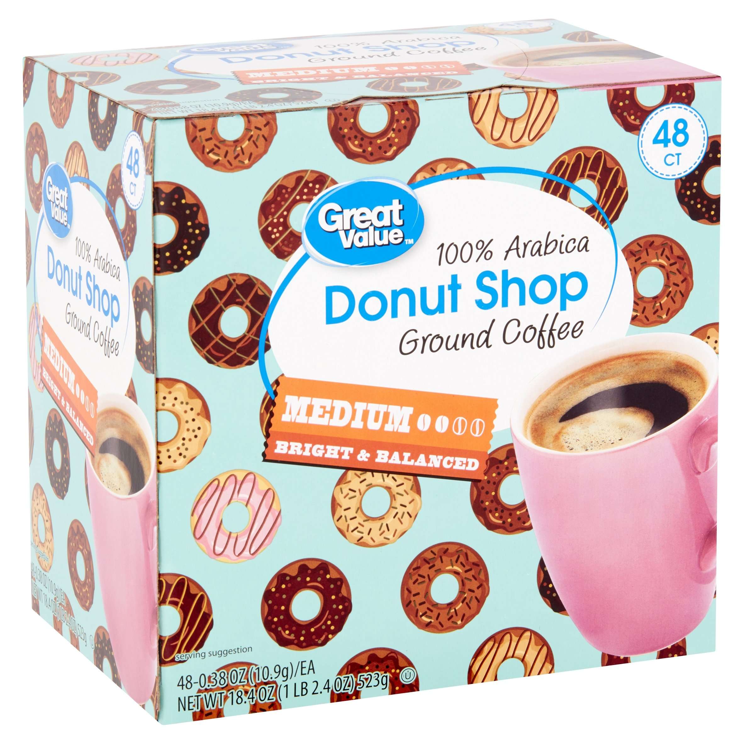 Great Value 100% Arabica Donut Shop Coffee Pods, Medium ...