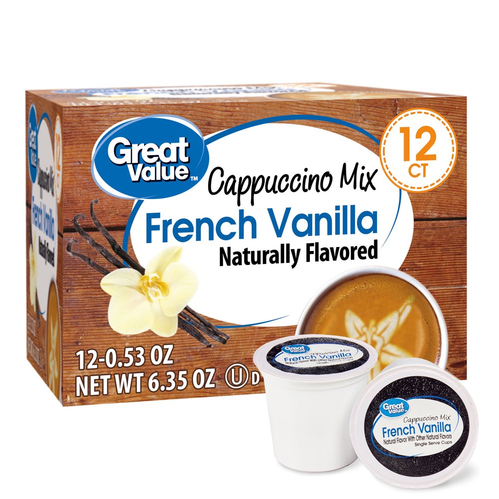 Great Value French Vanilla Cappuccino Mix Coffee Pods, 12 Count ...