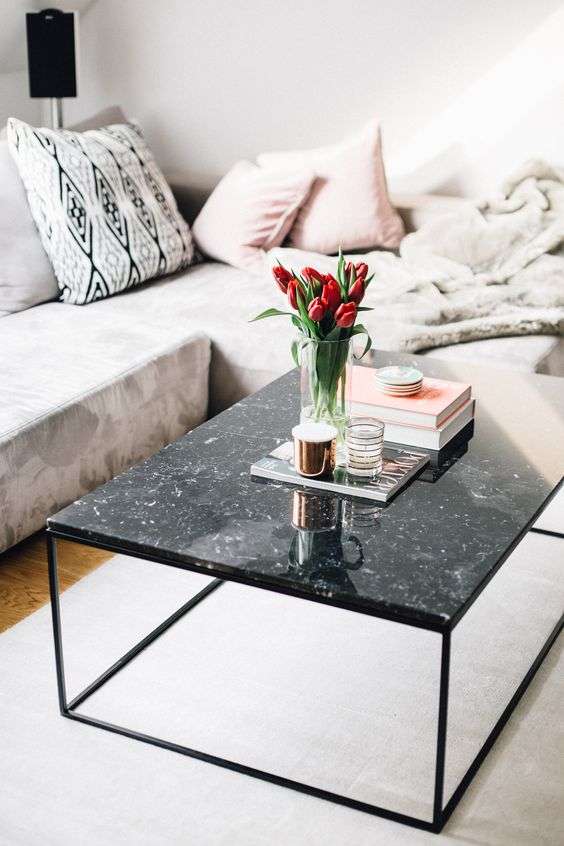 Grey Marble Coffee Table Tray / Grey White Marble Glam ...