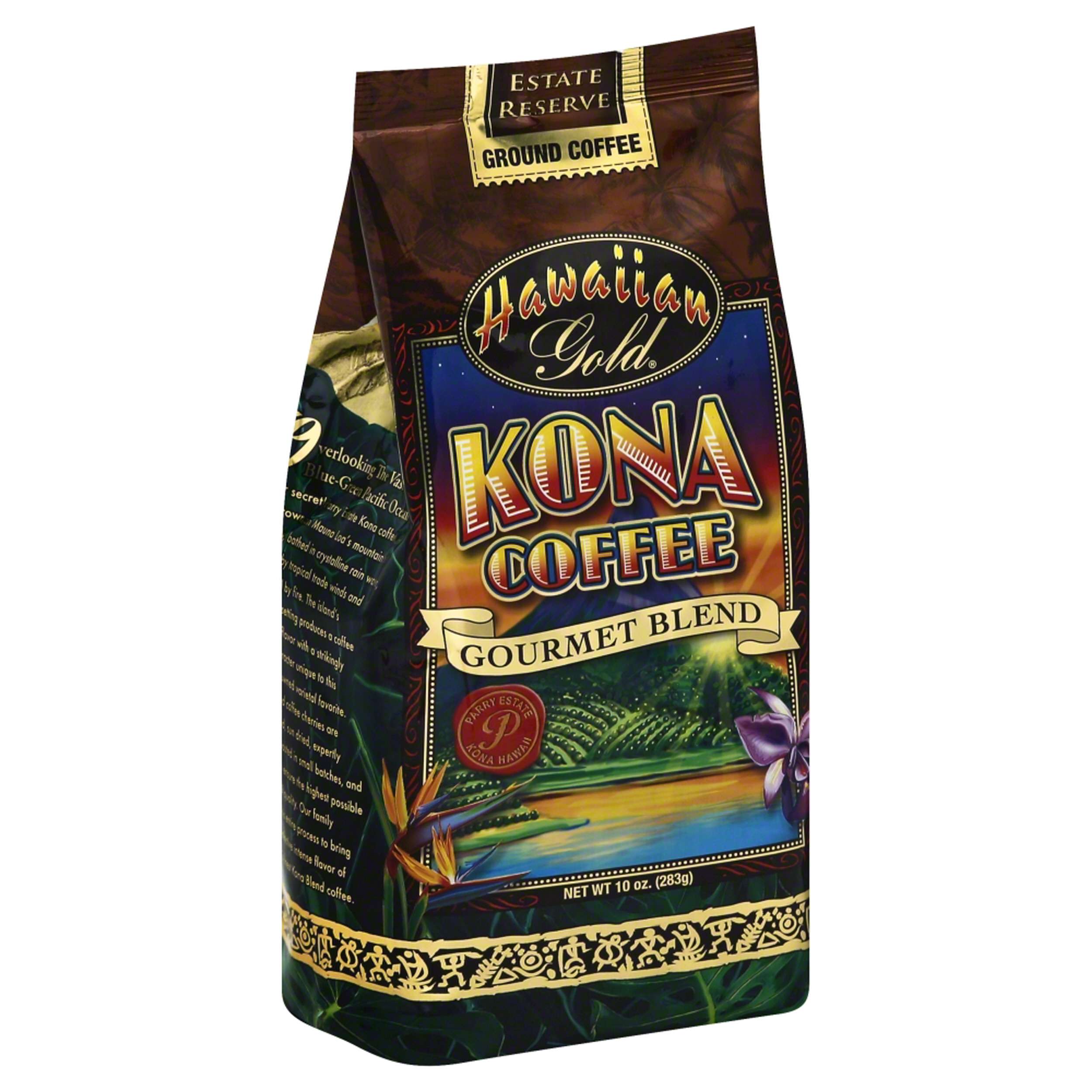 Hawaiian Gold Kona Ground Coffee Gourmet Blend, 10 oz (Pack of 6 ...