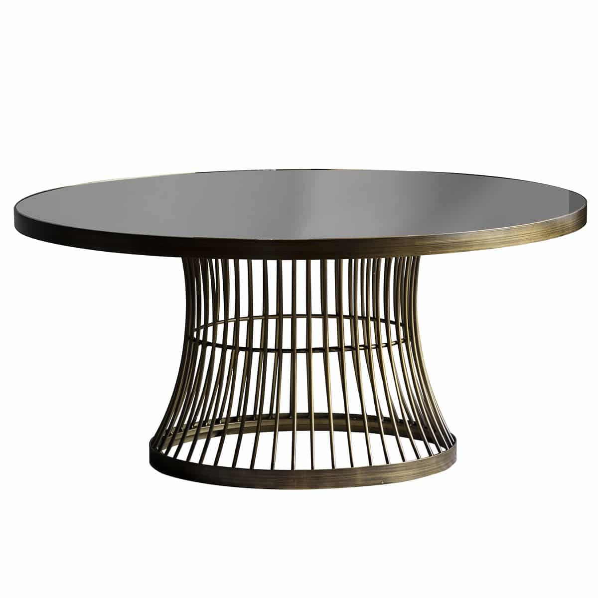 Paddy Metal Round Coffee Table, 90cm, Black / Antique Brass