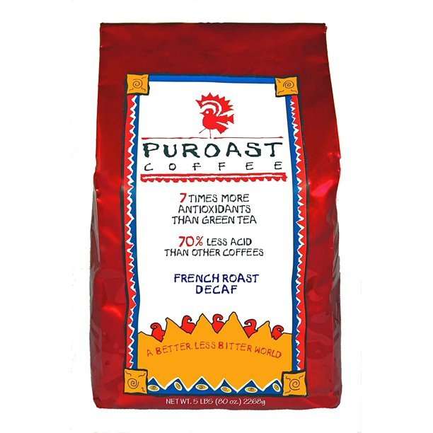 Puroast Low Acid Coffee French Roast Natural Decaf Whole ...