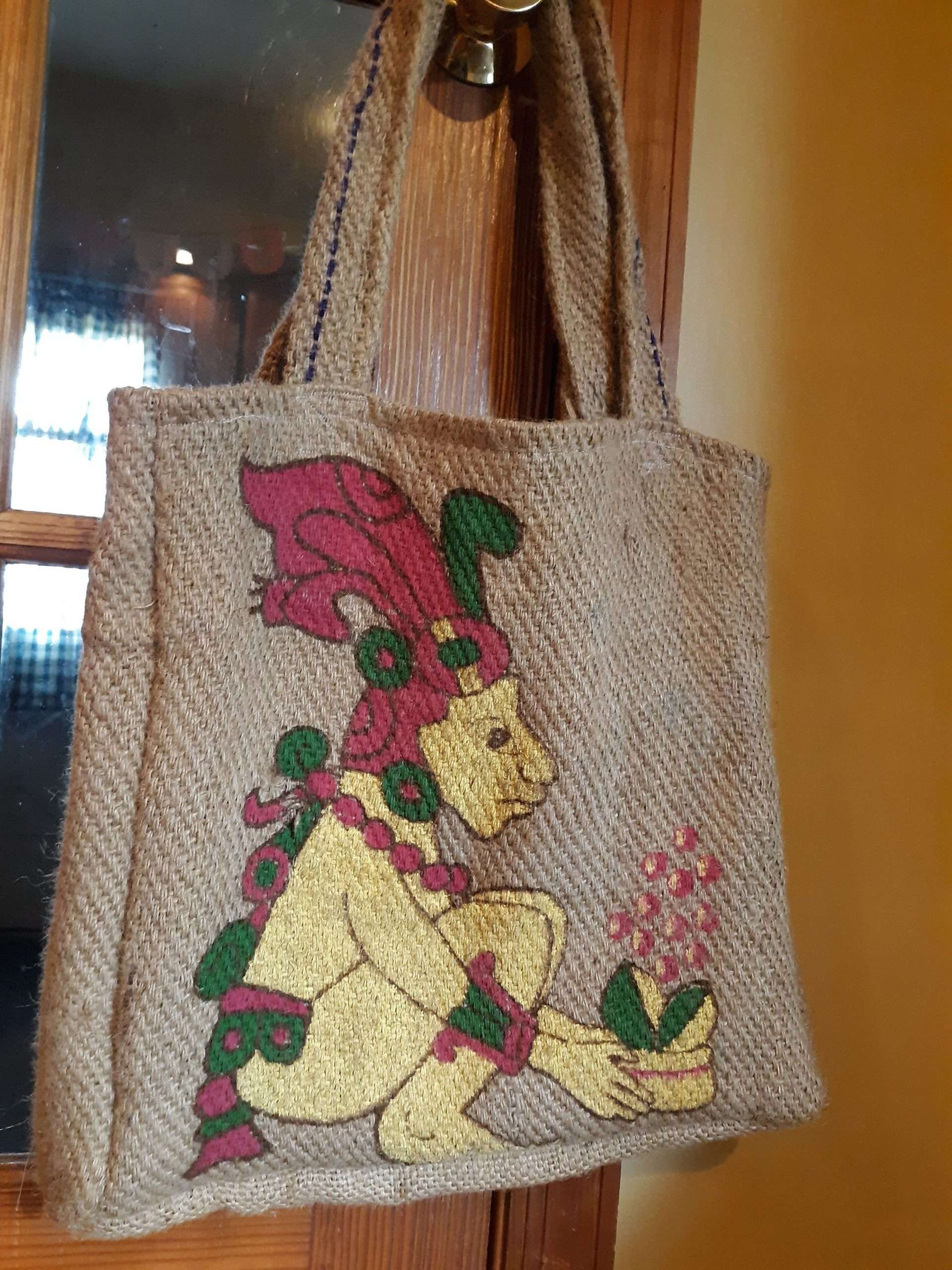 Recycled reuseable burlap coffee bag Tote / shopping bag ...