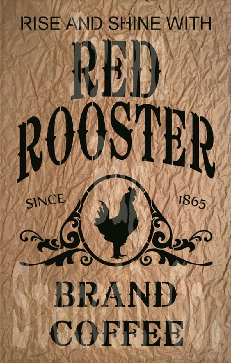 Red Rooster Brand Coffee VERTICAL 12x20 7.5 mil mylar