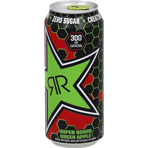 Rockstar Energy Drinks, Super Sours, Green Apple