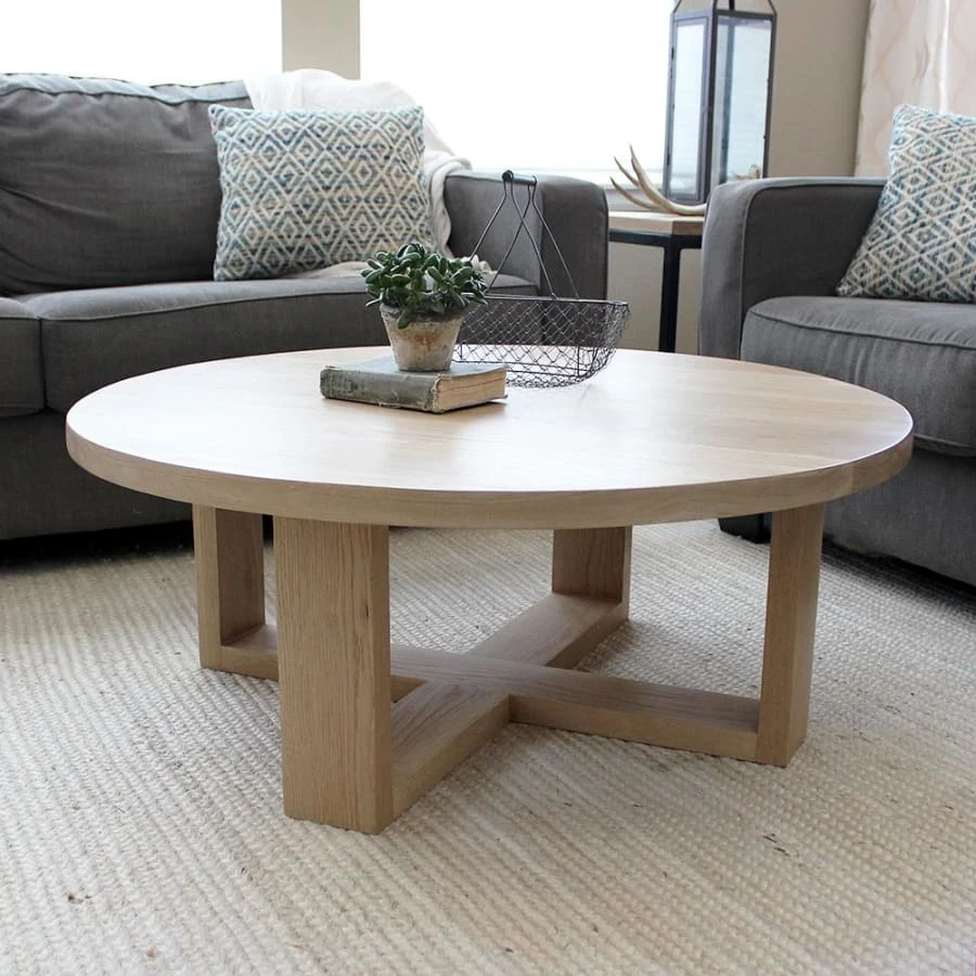 Round All Wood White Oak Coffee Table, Modern Solid Wood in 2020 ...
