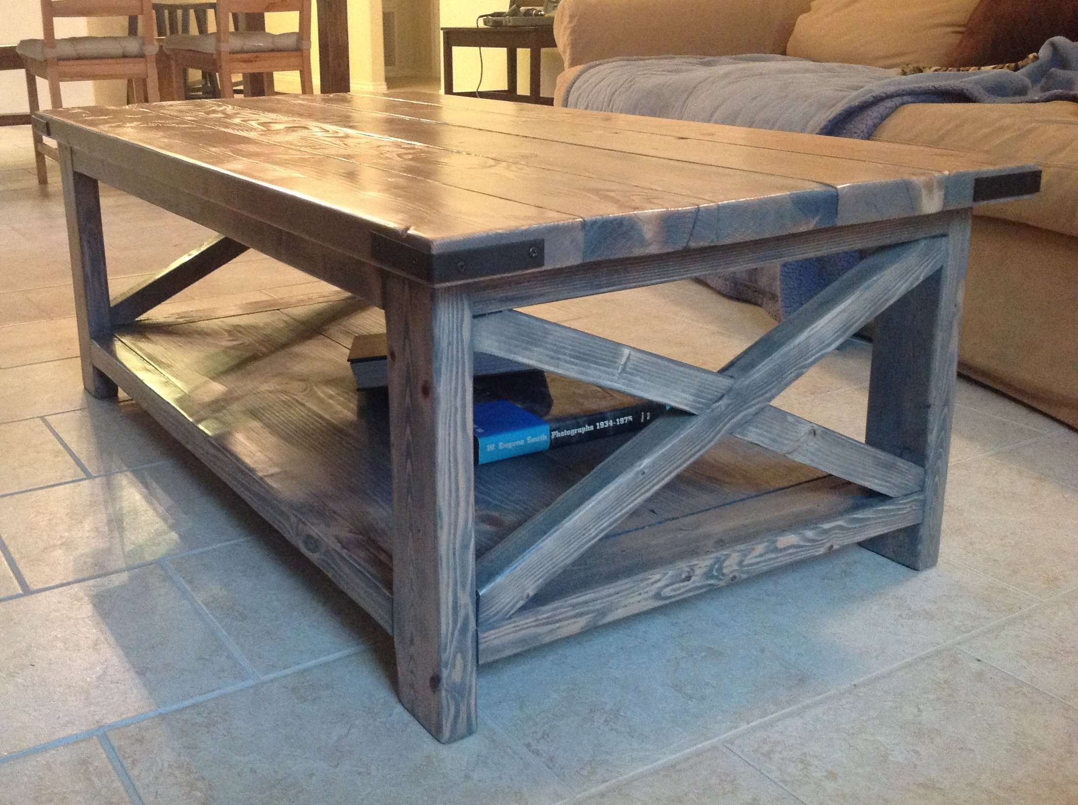 Rustic X coffee table with Minwax Classic Gray stain