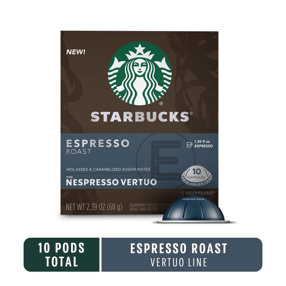 Starbucks Espresso Dark Roast for Nespresso Vertuo Capsules, 10 Count ...