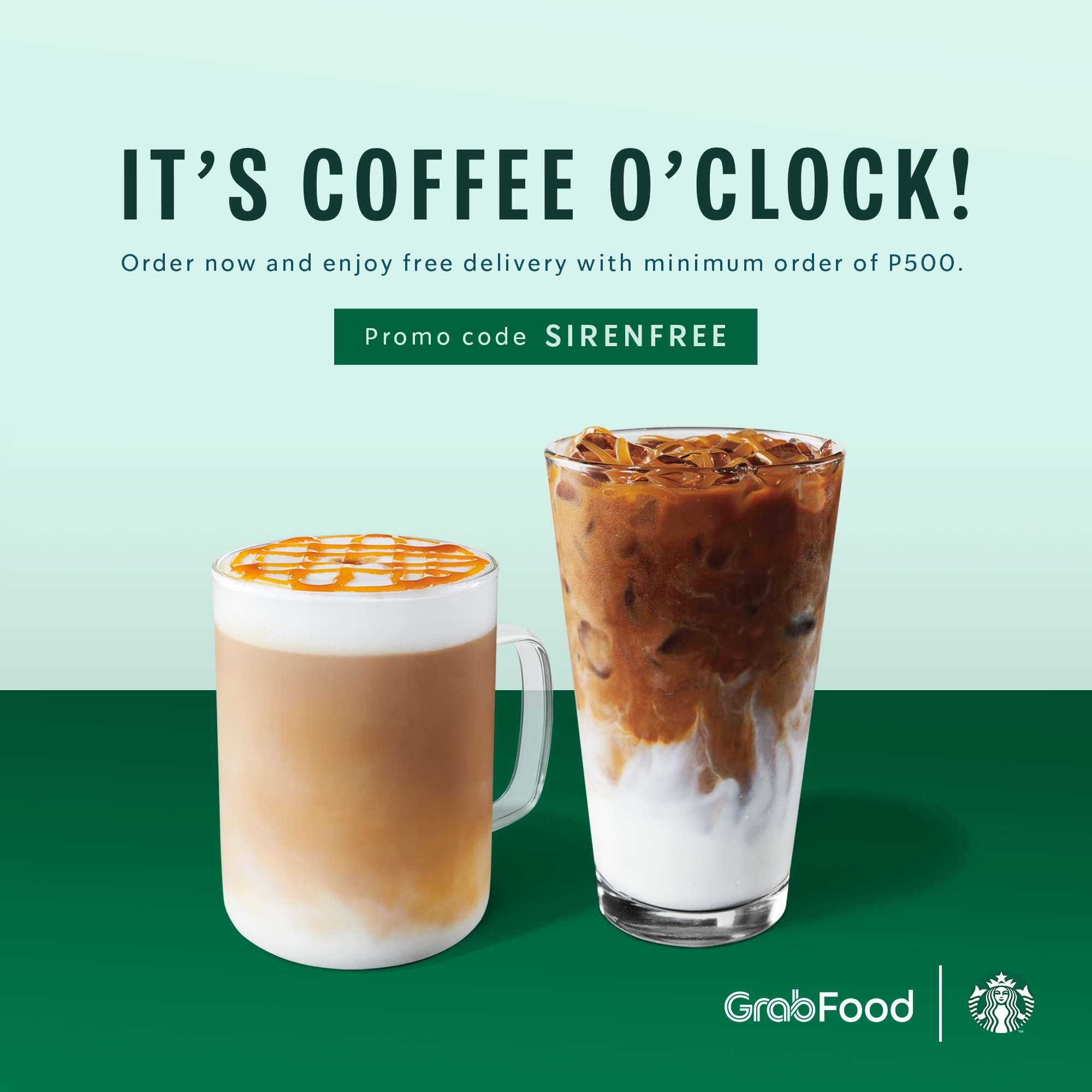 Starbucks  FREE Delivery via GrabFood Promo